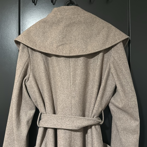 Merona Wool Blend Oatmeal/ Grey Color Long Peacoat with Belt - Picture 9 of 13